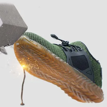 Jauna izstāde 2019 Viegls modes Elpojošs Drošības Apavi Vīriešiem Tērauda Kājām anti-smashing sneaker Darba Aizsardzības Zābaki 35-46