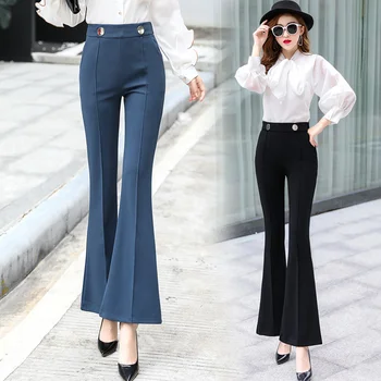 Jaunajām Korejas Augsta Vidukļa Sievietēm, Bikses, Modes Rudenī Pilnībā Sieviešu Bikses Slim Brīvā Laika Bikses Plus Lieluma Izlīdzināšanu Melnās Sievietes Elsas 6853 50