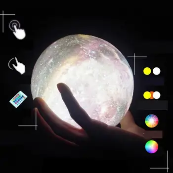 Jaunas Ielidošanas 3D Print Star Mēness Galda Lampa Krāsains Mainīt Touch Mājas Dekori Radošo Dāvanu Usb Led Nakts Gaisma Galaxy Galda Lampas