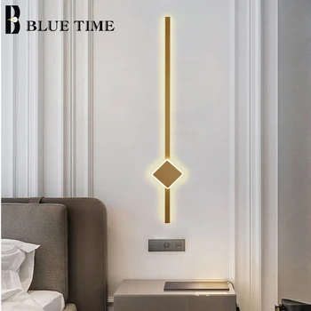 Jaunas Ielidošanas Modernu LED Sienu Lampas Dzīvojamā istabā Dinning room Guļamistaba Spoguļa Priekšā Vieglā Minimālisma Sienas Lampas Black& Gold