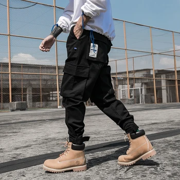 Jaunas Ielidošanas Multi-Kabatas Fashion Safari Stila Vīriešu Jogger Bikses Hip Hop gada Rudenī Gadījuma Ielā Vīrietis Potītes Garuma Harēma Pa