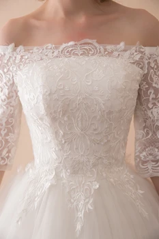 Jaunas Ielidošanas Pie pleca Balta, ar garām piedurknēm Kāzu kleitas 2020. gadam casamento Mežģīnes Fāzēm, Līgavas Kāzu kleita estido de noiva