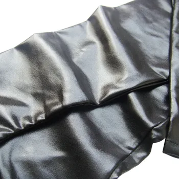 Jaunas Ielidošanas Sexy Modes Faux Leather Black Ilgi Spandex Lateksa Gumijas Zeķes PU Āda Nakts Clubwear Virs Ceļgala Ielaiduma