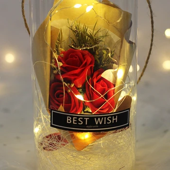 Jaunas Kāzu Dekori Skaistums Un Zvērs Rožu Ziedu, Konservēti Plastmasas Pudeles Valentīna Ziemassvētku Dāvanu Mākslīgo Ziedu