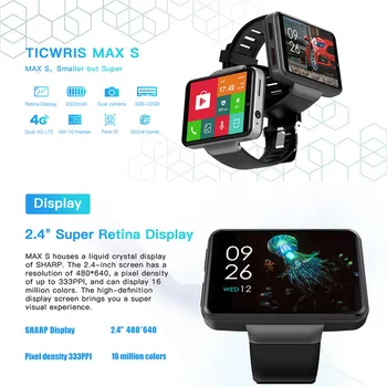 Jaunas Unisex Smart Pulksteņi MAX S 2,4 Collu 3GB+32GB LCD 2000MAH Smartwatch Android 7.1 4G Tālrunis Āra Sporta Ūdensizturīgs Skatīties