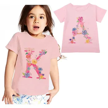 Jaunas Vasaras Meiteņu T Kawaii Gadījuma T Krekls Zēniem Vēstuli Nosaukums Jaunums Augu Unisex Bērniem, Apģērbs Apaļu Kakla Meitene Apģērbu Modē