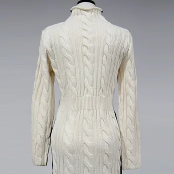 Jaunas ielidošanas Skrejceļa ziemas korejas sexy krāsu salikuma zemāko Adīt Kleita augstas kvalitātes džemperis Bodycon Trikotāžas Kleitas vestidos