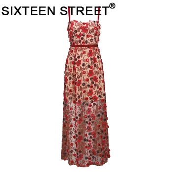 Jaunas vasaras spageti siksnas bling kleita sieviete bez piedurknēm spīdēt sequined izšuvumi garās kleitas street wear skrejceļa acs vestido