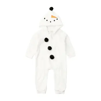 Jaundzimušais Meitene Zēns Sniegavīrs Romper Jumpsuit Rudens Ziemas Garām Piedurknēm Ar Kapuci Bērnu Apģērbu Kombinezonus