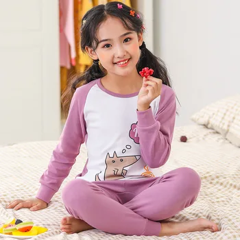 Jaundzimušo Bērnu, Meiteņu Pidžamu Apģērbu Komplekti 2-13Y Ziemas Pilnu Piedurknēm Zēniem, Apģērbu Tshirts+Bikses Pidžamas Bērniem Zēni Sleepwear Uzvalks