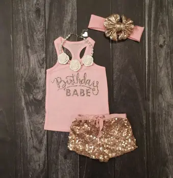 Jaundzimušo Cute Baby Meiteņu Kokvilnas Topi 3Pcs Toddler Vasaras Īsām Piedurknēm Topi Romper Sequin Bikses Apģērbs, Apģērbu Komplekts