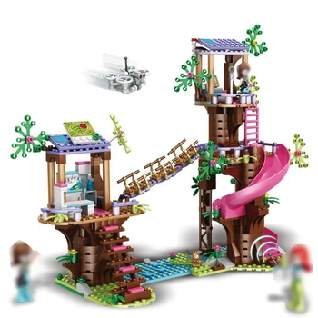 Jauni Draugi Džungļu Glābšanas Celtniecības Bloki Bāzes Slaidu Atrakciju Parks Ķieģeļi Rotaļlietas ar Darbības Rādītāji Modelis Meitene Ziemassvētku Dāvanas