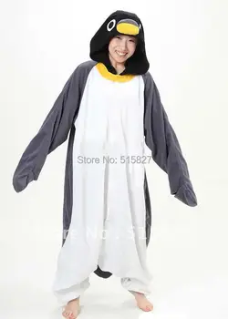 Jauni Pieaugušo Dzīvnieku Pelēkā Pingvīns Cosplay Pidžamu Onesie Sleepwear Kostīms(nakts apģērbus)