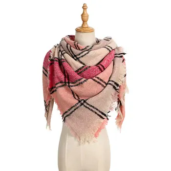Jauno Modes Trikotāžas-Adītus Ziemas Sieviešu Šalle Modes Gadījuma Silts Trīsstūra Lakatu Dāmas Izšūta Šalle Segu Bufanda
