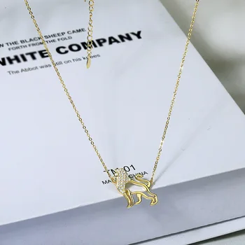 Jauno modes radošas personības DIY 18K zelta hiphop iela dzīvnieku lauva forma pilna dimanta clavicle kaklarota sieviešu rotaslietas
