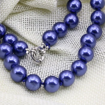 Jauno modes tumši zila korpusa piekariņi imitētu-pērle 10mm apaļas pērles kaklarota sievietēm puses balli dāvanu ķēdes sānslīdi kaklasaite 18inch B3218