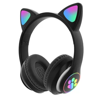 Jaunpienācēji STN28 modes bezvadu Bluetooth kaķu ausu austiņas ar mic, LED gaismas, augstas precizitātes mūzikas austiņas