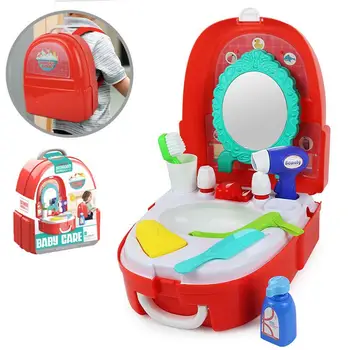 Jauns Bērnu Simulācijas Rotaslietas, tualetes galdiņš zobu Suka Instrumentu Komplekts Virtuves Galda Spēlēt Māja Mugursoma Box Rotaļlietas Bērniem Rotaļlietas