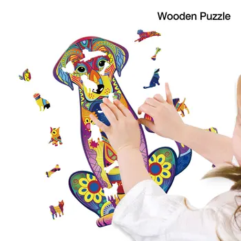 Jauns DIY Koka Puzzle Ērglis Lop Ausīm Trušu Dzīvnieku Jigsaw Puzzles Pieaugušajiem Bērniem, Katrs Gabals Ir Dzīvnieku Formas Labākā Dāvana