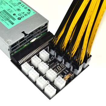 Jauns Melnais PCI-E 17* 6Pin Barošanas Starplaikos Padome Adapteri, 1200w/750w 12V par (1200W) par Ethereum BTC Antminer Miner Ieguves