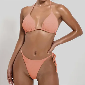 Jauns Trīsstūris Bikini Komplekts Push Up Peldkostīmi Sieviešu Cietas Ribas Peldkostīmu Sieviešu Peldkostīms Brazīlija Strappy Sandales Mujer Bikini Bather
