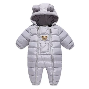 Jauns ziemas mētelis bērniem, baby boy apģērbs kokvilnas silts Ilgi piedurknēm kapuci lācis plus samta Jaundzimušo bērnu snowsuit romper