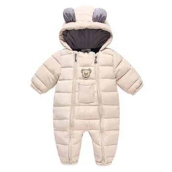 Jauns ziemas mētelis bērniem, baby boy apģērbs kokvilnas silts Ilgi piedurknēm kapuci lācis plus samta Jaundzimušo bērnu snowsuit romper