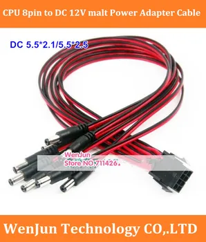 Jaunu 18awg / 20awg vadu 8pin CPU Sieviešu DC 12V Savienotājs DC Vīriešu strāvas adaptera kabeli 5.5*2.1 mm/ 5.5/2,5 mm