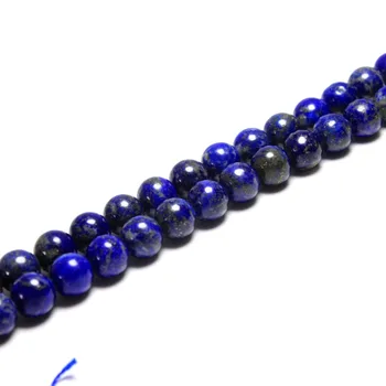 Jaunu AAA+ Apaļas Dabas Lapis Lazuli krellītēm Rotaslietas Pieņemšanas Aproce DIY Materiāls Akmens 4/ 6/8/10 /12 mm Kokskaidu 15.5