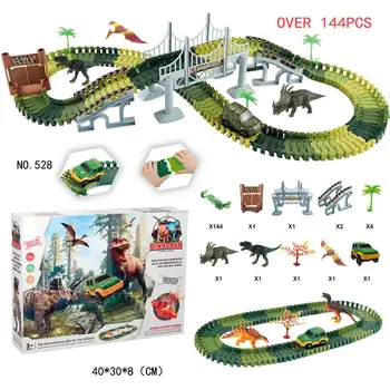 Jaunu Burvju sliežu Komplekts DIY Flex Sacīkšu trase smieklīgi Dinozauru Jurassic Park Radošo Dāvanu Izglītojošas rotaļlietas bērniem 30