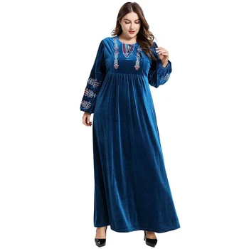 Jaunu Dubaija Abaya Samta Izšuvumi Gara Kleita Musulmaņu Sieviešu Maxi Kaftan Islāma Puse Kleita Arābu Drēbes, Turcija, Maroka Jilbab Abayas