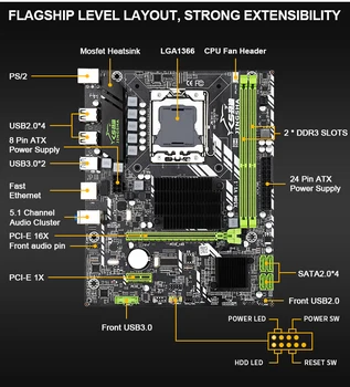 Jaunu Jingsha X58 LGA 1366 mātesplate atbalsta REG ECC servera, atmiņas un xeon procesors