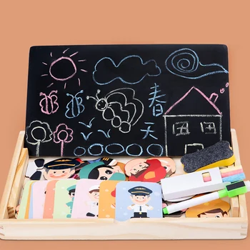 Jaunu Koka Daudzfunkciju Magnētisko Bērniem Puzzle Rakstot Magnētisko Zīmēšanas Tāfeles Tāfeles Mācību Izglītības Rotaļlietas Bērniem