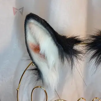 Jaunu Lolita Cosplay melns suns neko fox ausis galvas Matu Stīpas HairpinTail Komplekts meitenēm un sievietēm carnaval piederumi