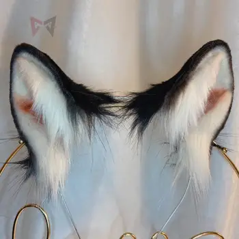Jaunu Lolita Cosplay melns suns neko fox ausis galvas Matu Stīpas HairpinTail Komplekts meitenēm un sievietēm carnaval piederumi