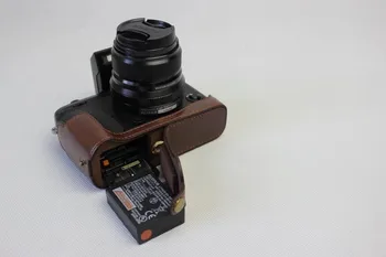 Jaunu PU Ādas Fotokameras Soma Pusi Gadījumā, Institūcija, Par Fujifilm XE3 Fuji XE-3 Grunts Vāciņu akumulatora Melnās Kafijas Brūna
