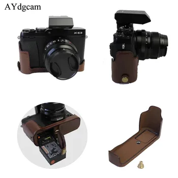 Jaunu PU Ādas Fotokameras Soma Pusi Gadījumā, Institūcija, Par Fujifilm XE3 Fuji XE-3 Grunts Vāciņu akumulatora Melnās Kafijas Brūna