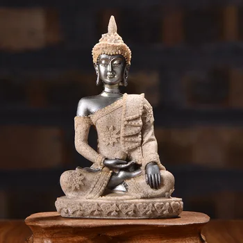 Jaunu Sakyamuni Budas Statuja, Ornaments, Dabas Smilšakmens Budas Skulptūru Hindu Fengshui Statuetes Meditācija Miniatūra Mājas Dekoru