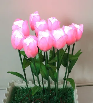 Jaunu garden Park Led gaismas laternu apdare Imitētu tulip Mākslīgo rožu ziedu ielikt zemes valkāt tulpju ziedi
