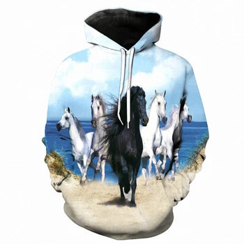 Jaunu karstā dzīvnieku 3D Drukas sporta Krekli Krāsotas zirgu Vīrieši/sievietes pelēkā vārna zīmola dizaina harajuku pulovers Rudens Un Ziemas pelēkā vārna