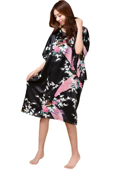 Jaunums Zaļā Ķīnas Sieviešu Mākslīgās Zīda Drēbes Vasaras Vannas Kleita Sleepwear Naktskrekls Kleita Mujer Pijama Viens Izmērs LS006B
