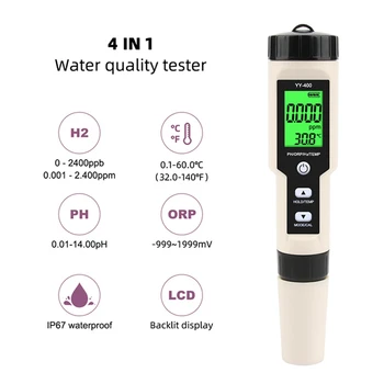 Jaunā GG-400 Ūdeņraža Jonu Koncentrācija Ūdens Kvalitātes Testēšanas Pildspalvu PH/ORP/H2 un TEM 4 1 Digitālā Dzeramā Ūdens Skaitītāju