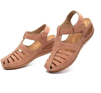 Jaunā Sieviešu Sandales Vintage Ķīlis Sandales Sprādzes Gadījuma Šūšana Sieviešu Kurpes Sieviešu Dāmas Platforma Retro Sandalias Plus Sizedf4