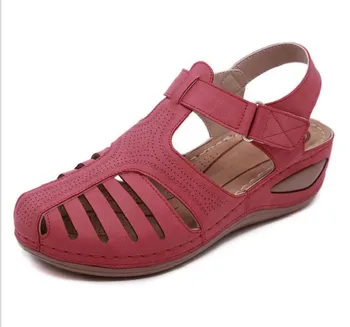 Jaunā Sieviešu Sandales Vintage Ķīlis Sandales Sprādzes Gadījuma Šūšana Sieviešu Kurpes Sieviešu Dāmas Platforma Retro Sandalias Plus Sizedf4