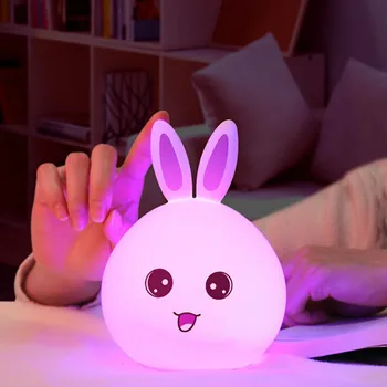 Jaunā stila Trušu LED Nakts Gaisma Bērniem, Bērnu Bērniem Gultas Lampa, Daudzkrāsains Silikona Pieskarieties Pieskarieties Sensora Kontroles Nightlight