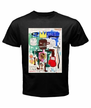 Jean Michel Basquiat Grafiti Mākslinieks Ali Vs Frazier Cīņa Melns T Krekls Modes Tee Krekls