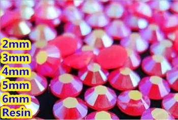 Jelly Rožu AB Krāsu 2mm,3mm,4mm,5mm,6mm Šķautnes ar Plakanu Aizmuguri Sveķu Rhinestone Nail Art Dārgakmeņi Apdare,Apģērba rhinestones