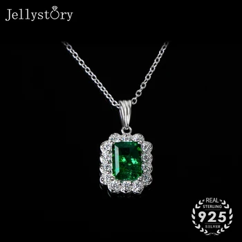 Jellystory 1.5 karāti taisnstūra formas emerald kulons, kaklarota, 925 sudraba rotaslietas sievietēm, kāzu iesaistīšanās wholeslae