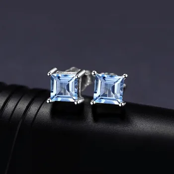 JewelryPalace Patiesu Zils Topāzs Stud Auskari 925 Sterling Sudraba Auskari Sievietēm Dārgakmeņiem Earings Modes Rotaslietas Ir 2021.