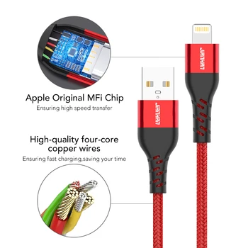 JianHan MFi USB Kabelis priekš iPhone 11 X Xs 2.4 Ātra Uzlāde ar Lightning Kabeli, lai iPhone SE 8 7 6 Lādētāju, USB Datu Kabeli